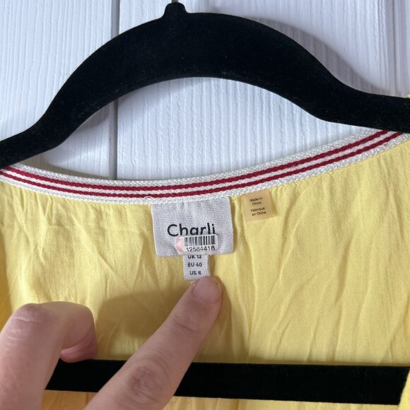 Charli Nevin Yellow V-Neck Ruched Drawstring Midi Dress Women's Size 8 - Picture 5 of 11